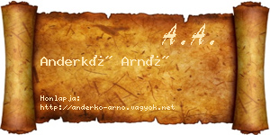 Anderkó Arnó névjegykártya